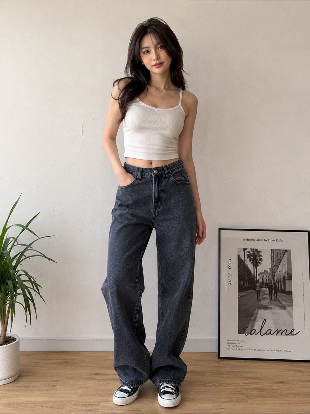 Levi's Washed Black Wide-Leg Jeans
